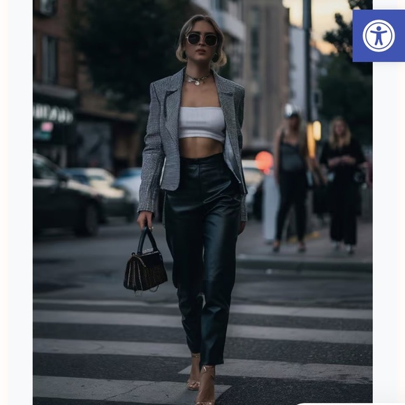 Vintage 90s Genuine Leather Pants NY & CO Straight Leg Black Distressed Women 28 - Picture 13 of 13